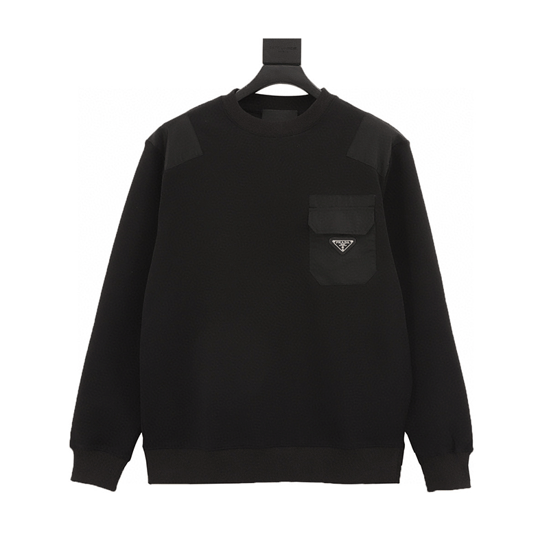 PRADA Hoodie Chest Pocket round Neck Sweater for Men and Women