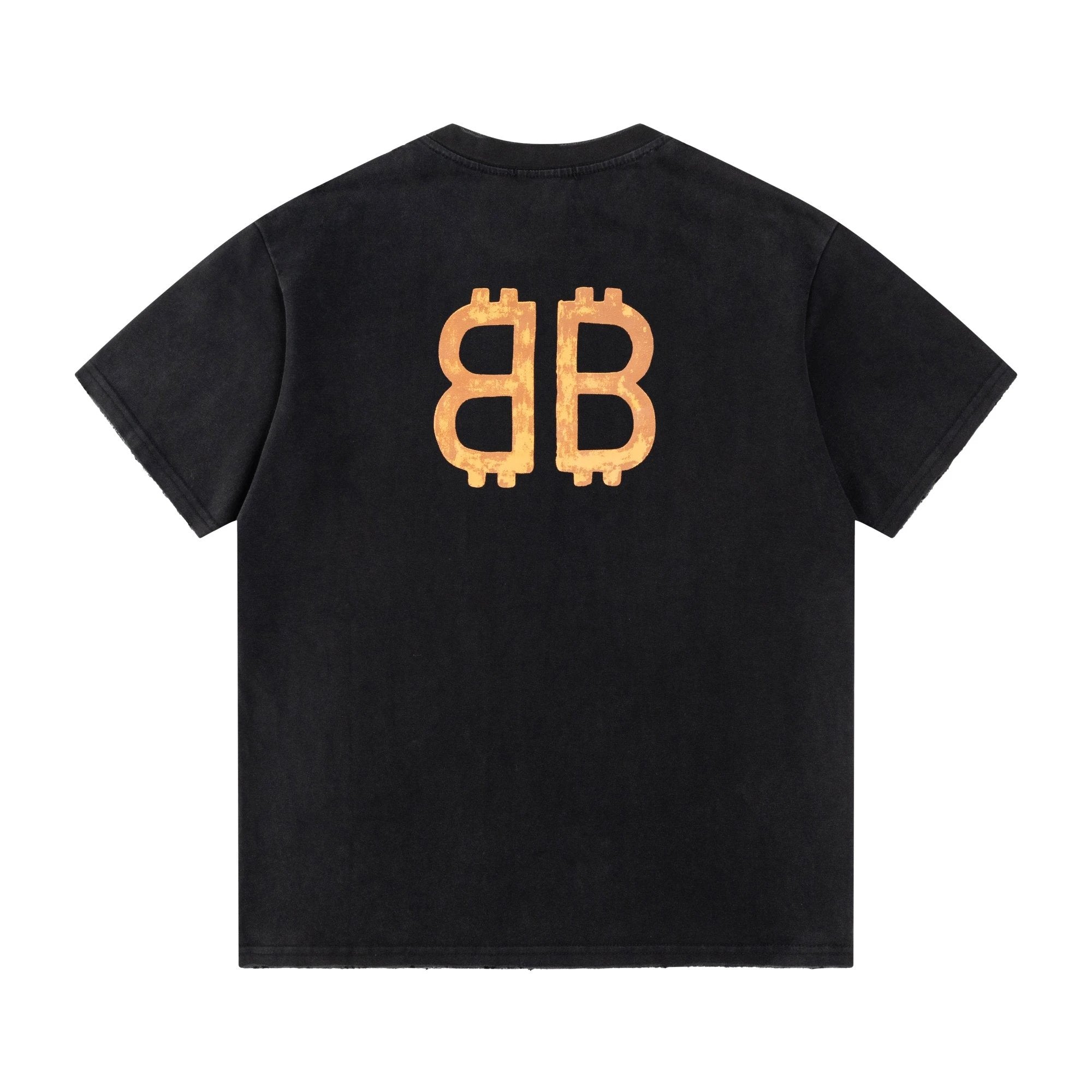 Balenciaga T-shirt Double Back B Vintage Washed Craft Round Neck Short Sleeve25ss New Pure Cotton Unisex Style T Casual T-Shirt Base Layer Shirt OS Drop Shoulder Loose Fit Half Sleeve Top Plus Size