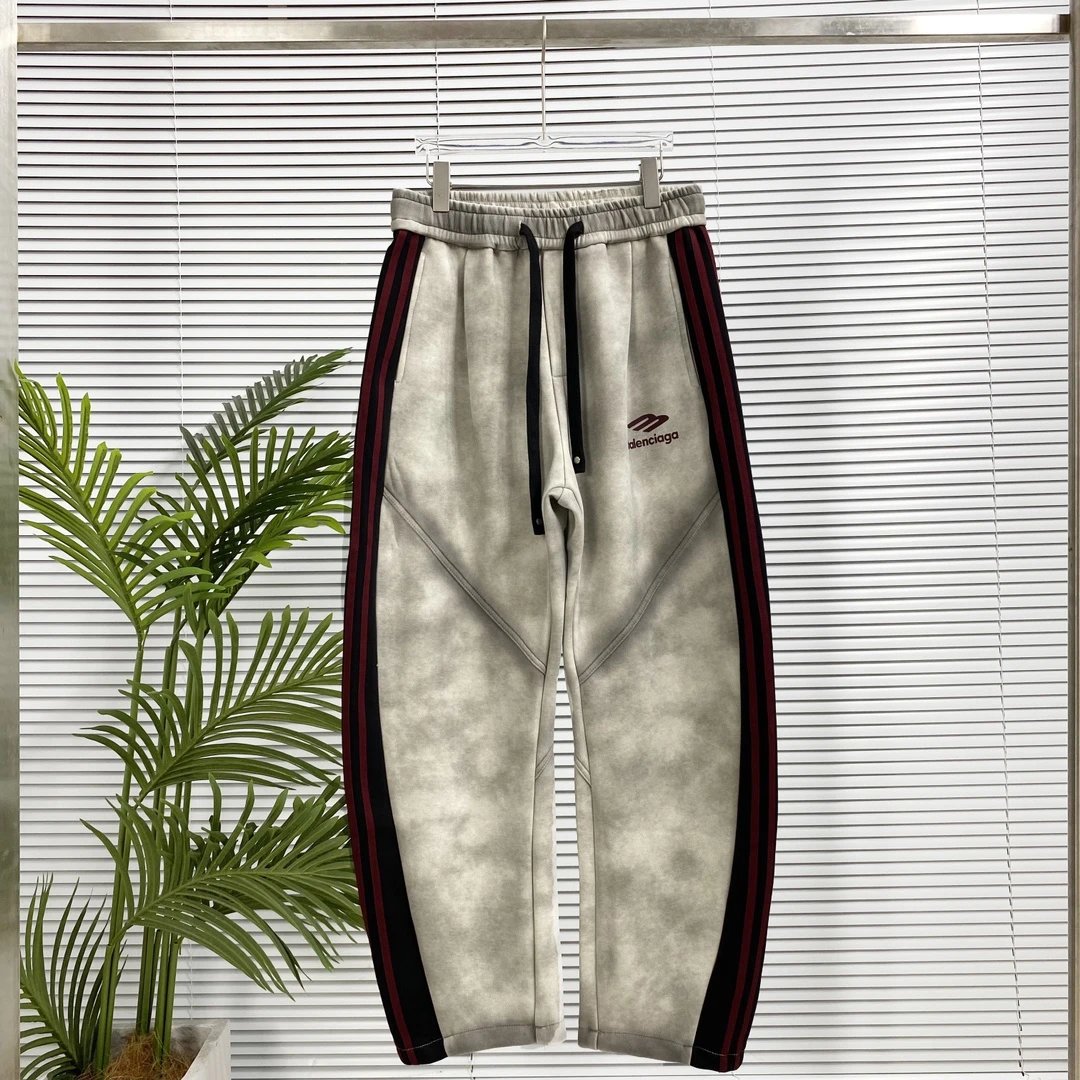 Balenciaga Sweatpants Washed Patchwork logo Straight Leg Sweatpants Sports Pants Autumn Unisex Long Pants Drawstring Winter Loose Plus Size Casual Pants High Waist Color Block