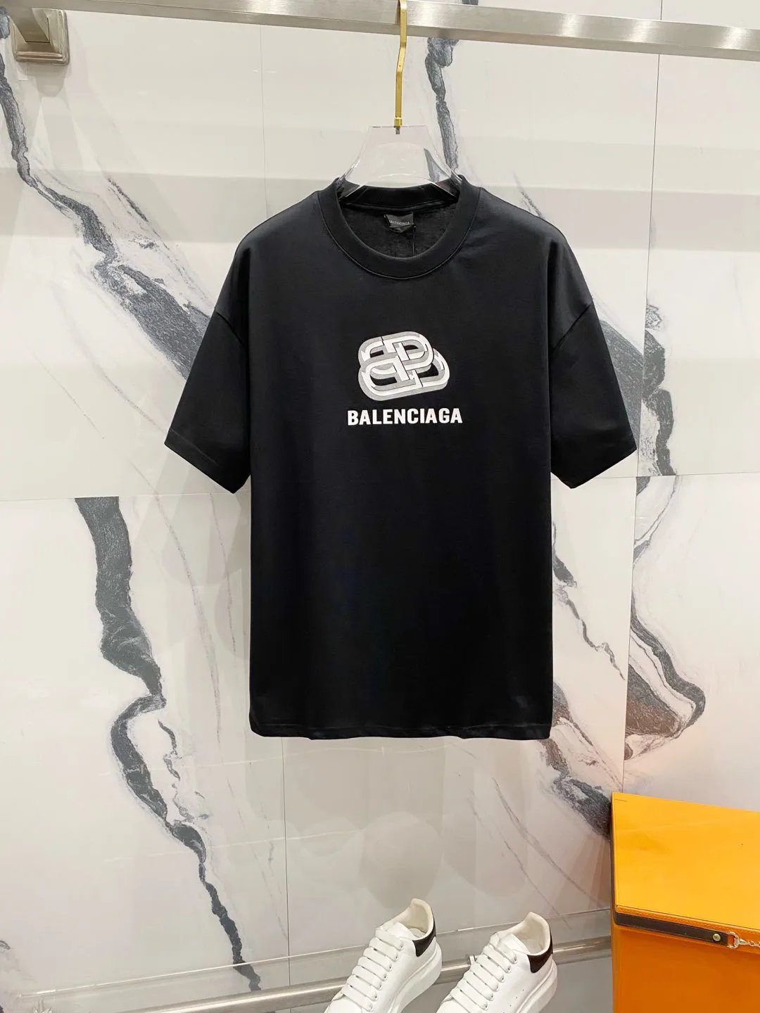 Balenciaga T-shirt Chest Zipper Letter Print logo round Neck Short Sleeve25ss New Pure Cotton Unisex Style T T-shirt OS Loose Fit Base Shirt Top Half Sleeve T-Shirt