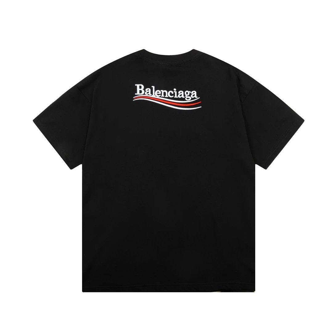 Balenciaga T-shirt Coke Wave Print on the Chest logo round Neck Short Sleeve25ss New Pure Cotton Unisex Style T T-shirt OS Loose Fit Base Shirt Top Half Sleeve T-Shirt