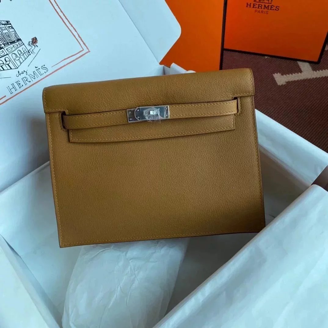 Hermes women's bag Top version 【H Handmade】Women's Bag KellyDanSe22cmevercolor Leather Imported Beeswax Thread Clutch Backpack Waist Bag Shoulder Messenger Bag Gold and Silver Buckle