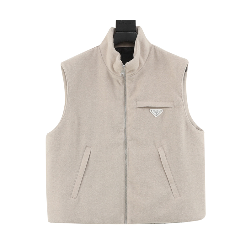 PRADA Down jacket 24FW Wool Triangle Mark down Vest for Men and Women