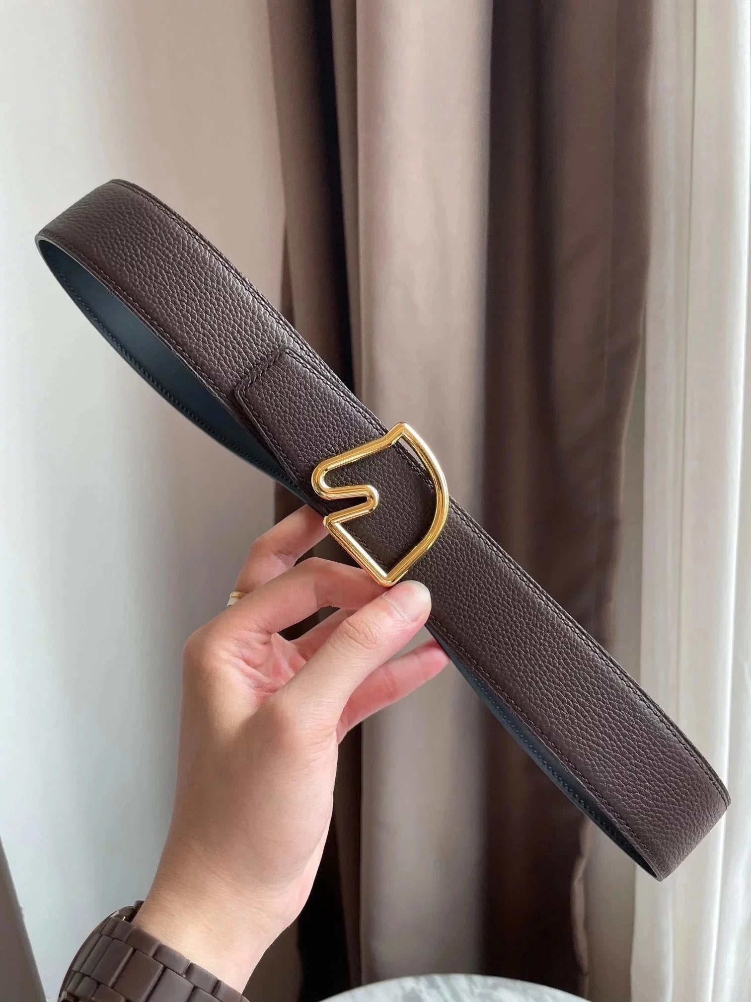 Hermes Belt Top version New H Home Men's Leather Double-Sided Available Pure Cowhide Belt Fashion All-Match Casual Belt