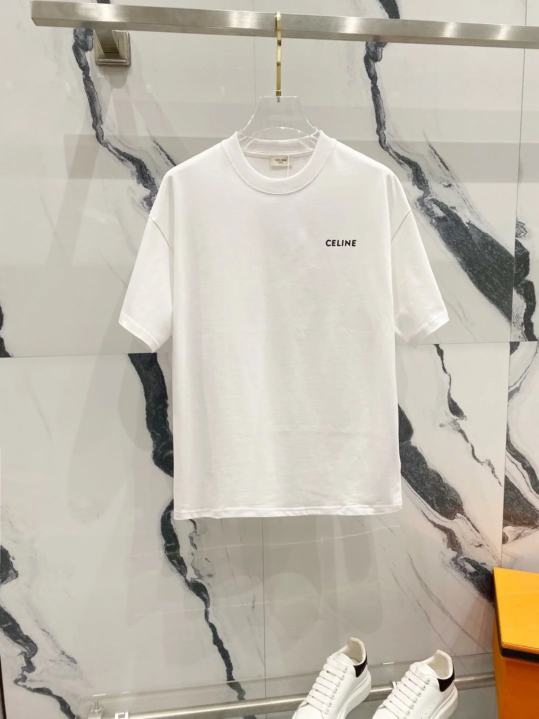 Celine T-shirt Chest Small Logo Letter Print logo round Neck Short Sleeve25ss New pure cotton T Unisex T-Shirt OS Loose Fit Base Shirt Top Half Sleeve T-Shirt
