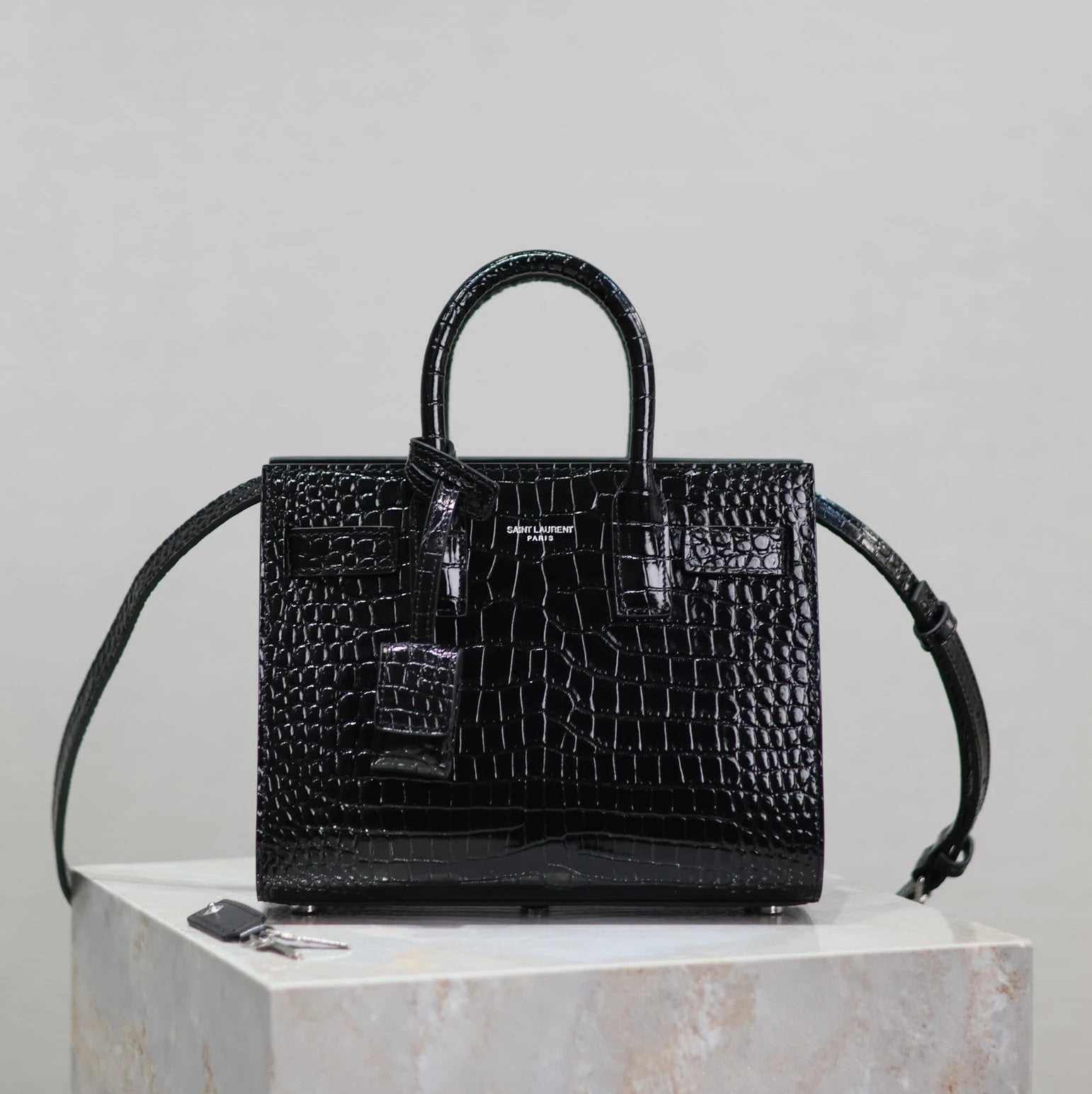 YSL Women's Bag Top version 【Super Original Leather】New File Holder Series sacdejour Tote Bag Crocodile Pattern Cowhide Portable Large Tote Tote Bag Yang Shulin SDJ File Holder Shopping Bag Women's Handbag Large Capacity Women's Bag Handbag