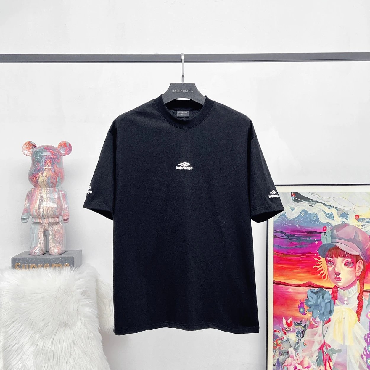 Balenciaga T-shirt Ski Series3B Embroidery logo round Neck Short Sleeve25ss New pure cotton T Unisex T-Shirt OS Loose Fit Base Shirt Top T-Shirt Short Sleeve