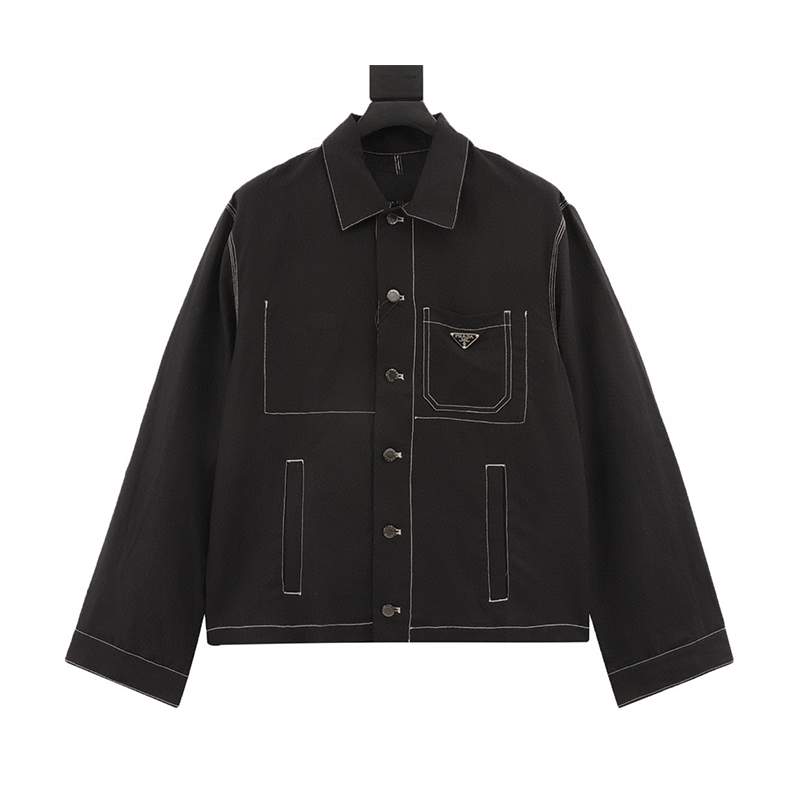 PRADA Shirt Qian Brai Pocket Long Sleeve Shirt Jacket for Men and Women
