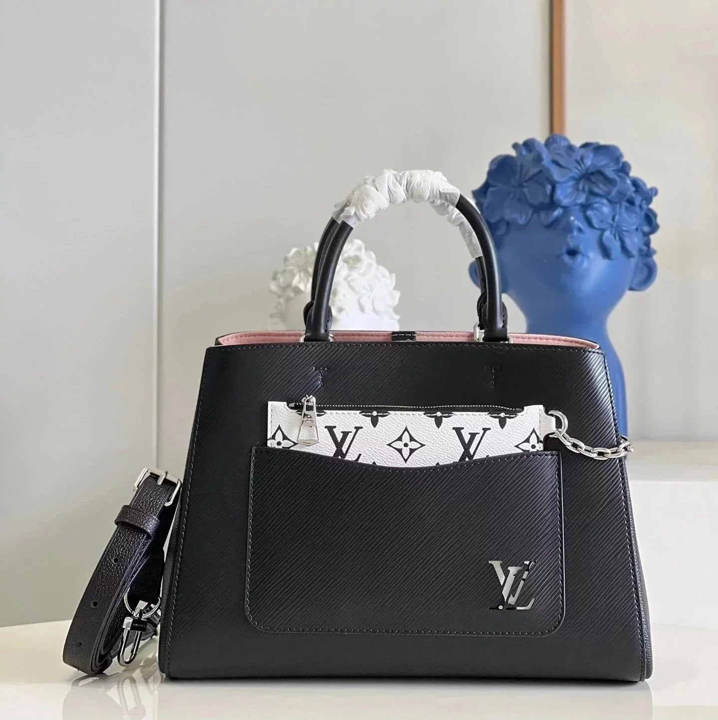 Louis Vuitton LV Women's Bag Top version 2022New Women's Bag Water Ripple Series MarelleToteBB One-Shoulder Crossbody Handbag Color Matching Large Bag M59952Black Small m59950Blue Small m20520White and Small m59954Black Big