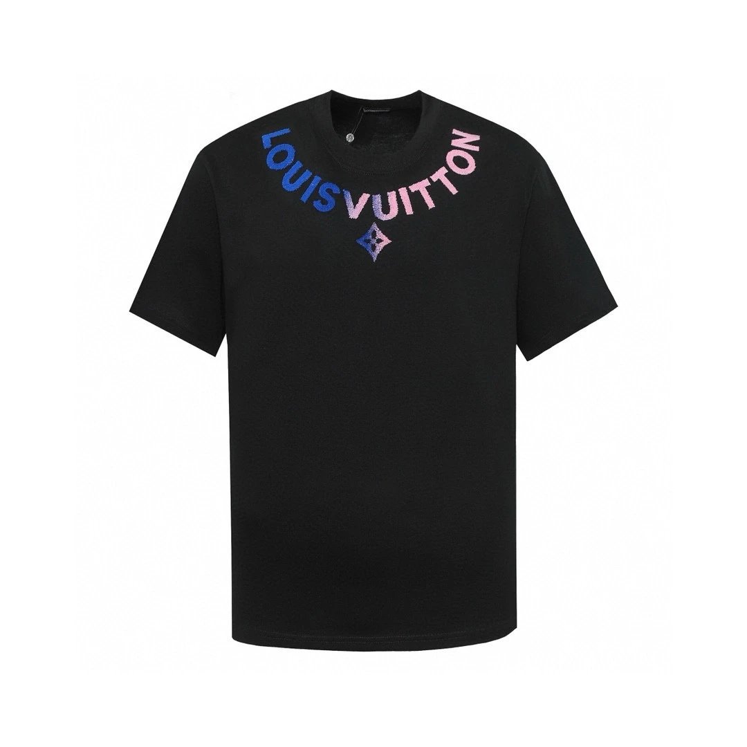 Louis Vuitton LV T-shirt Toothbrush Embroidery logo round Neck Short Sleeve25ss New Pure Cotton Unisex Style T T-shirt OS Loose Fit Base Shirt Short Sleeve T-Shirt Top