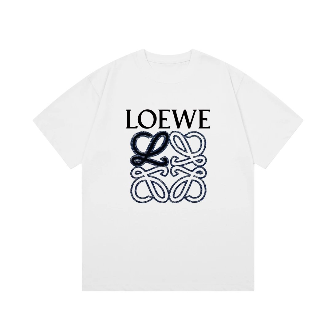 LOEWE T-shirt Color-Block Letter Direct Print Logo round Neck Short Sleeve25ss New Pure Cotton Unisex Style T T-shirt OS Loose Fit Base Shirt Short Sleeve Top T-Shirt