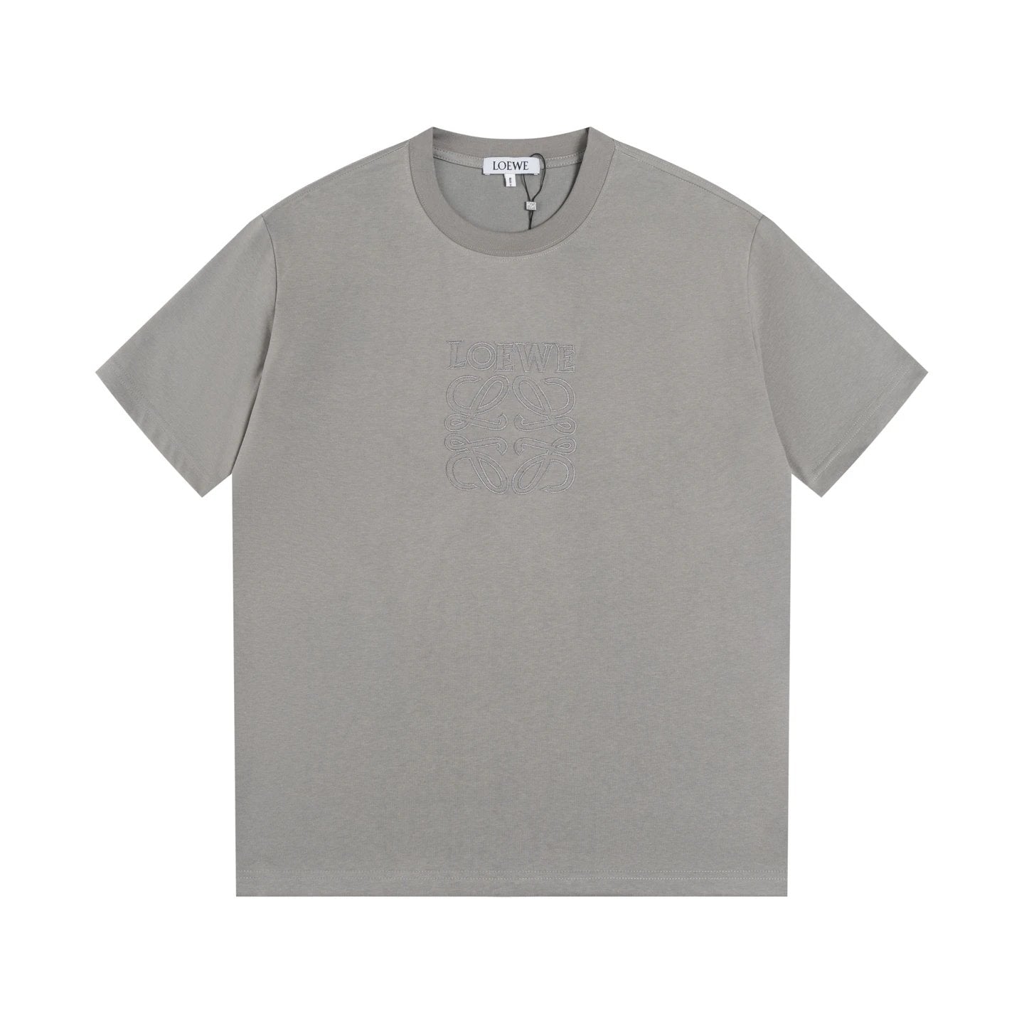LOEWE T-shirt Solid Color Embroidery on the Chest logo round Neck Short Sleeve25ss New pure cotton T Unisex T-Shirt OS Drop Shoulder Loose Fit Base Shirt Top T-Shirt Short Sleeve