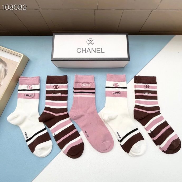 Chanel Sock Packaging【Five Pairs Per Box】Popular Thigh High Socks High Version~