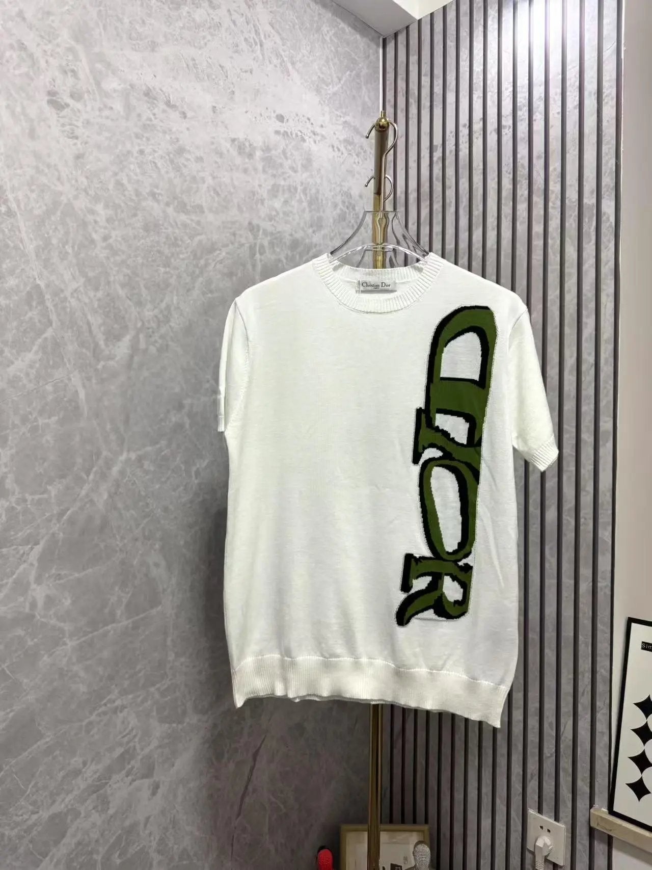 Dior T-shirt Classic Large Letter Knit logo round Neck Short Sleeve25ss New pure cotton T Unisex T-Shirt OS Loose Fit Base Shirt Top Half Sleeve T-Shirt