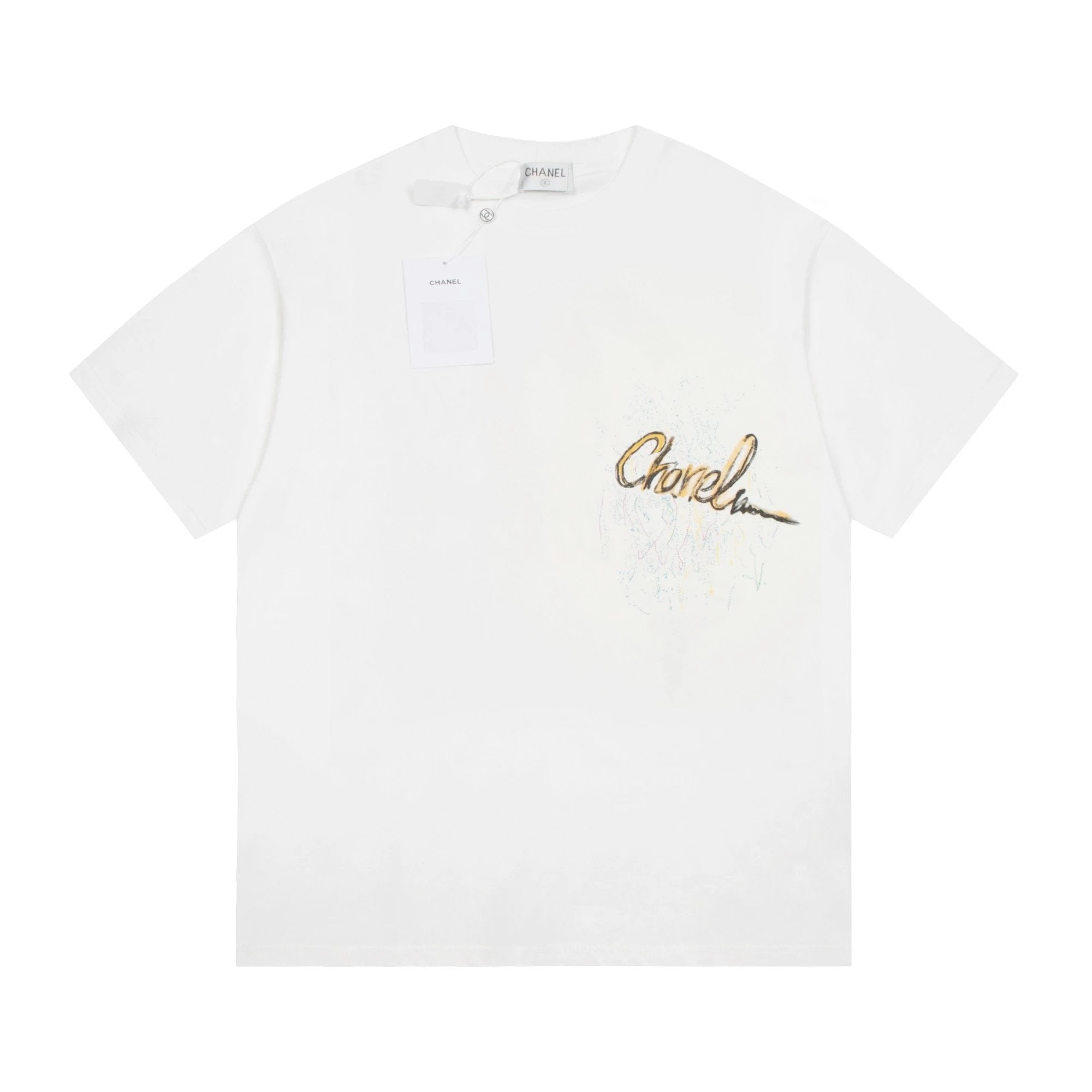Chanel T-shirt High Quality Hand Drawn Color Spray Short Sleeve,Using Hand Painting Inkjet Technology,Loose design,Three Standard Complete,Same Style for Men and Women。
Size XSSML