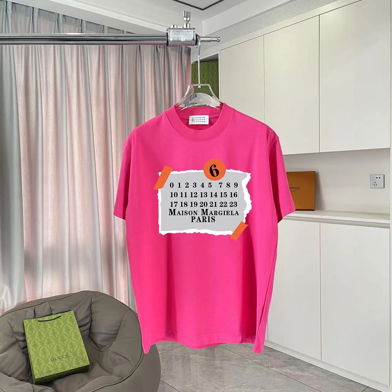 Maison Margiela T-shirt Chest Number and Letter Print logo round Neck Short Sleeve25ss New Pure Cotton Unisex Style T T-shirt OS Loose Fit Base Shirt Half Sleeve T-Shirt Top Half Sleeve