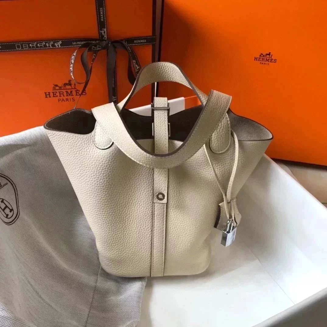 Hermes women's bag Top version Women's Bag21New Handmade picotin Bucket Bag1822Vegetable Basket Bucket Bag Handbag