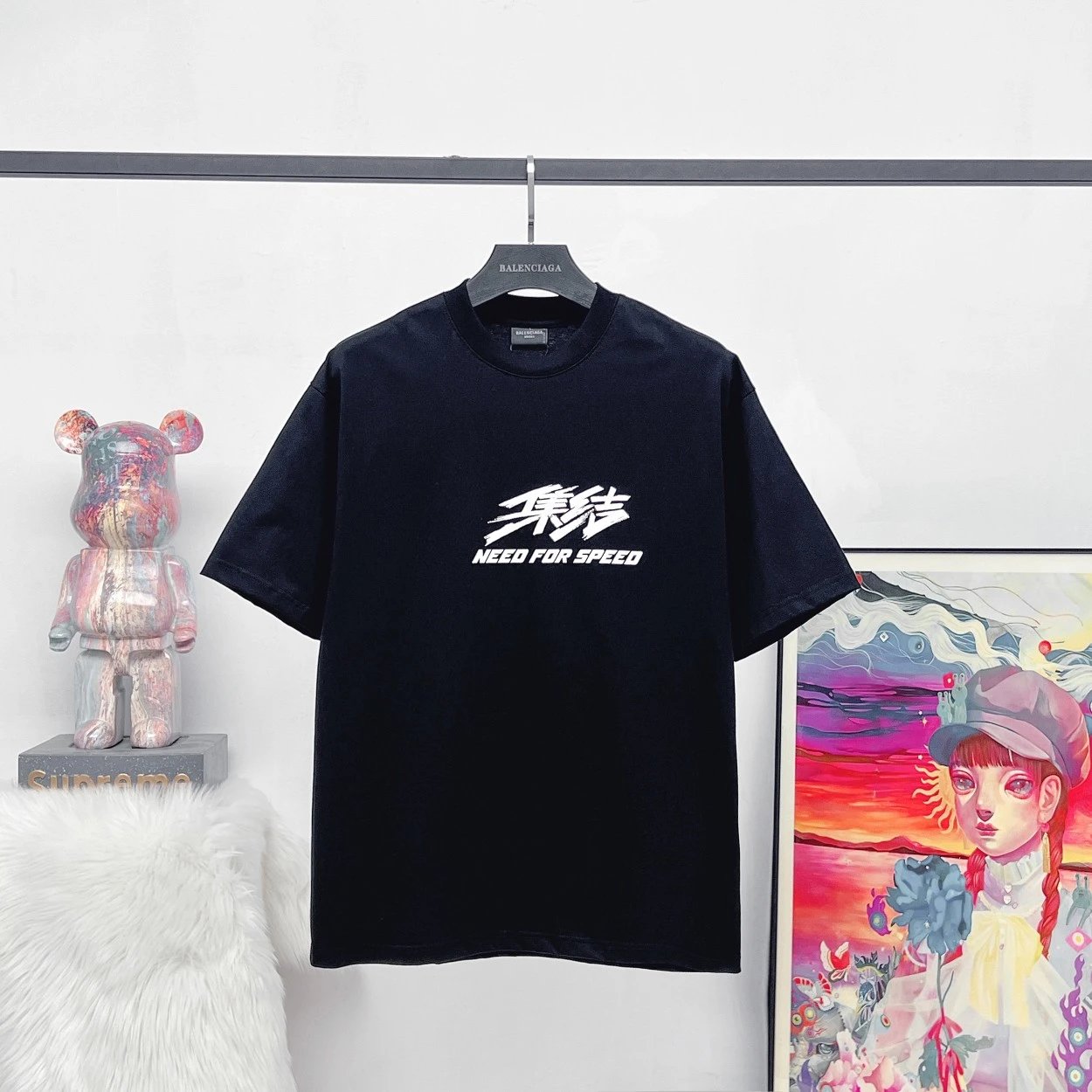 Balenciaga T-shirt Best Speed Car:Collaboration Direct Injection Printing logo round Neck Short Sleeve25ss New pure cotton T Unisex T-Shirt OS Loose Fit Base Shirt Top T-Shirt Short Sleeve