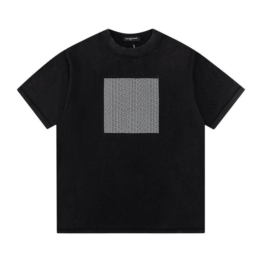 Balenciaga T-shirt Vintage Style Letter Print on Chest logo round Neck Short Sleeve25ss New pure cotton T Unisex T-Shirt OS Loose Fit Base Shirt Top Half Sleeve T-Shirt