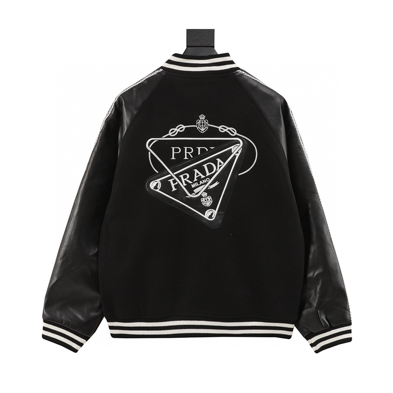 PRADA Jackets Triangle Mark Embroidery Stitching Baseball Uniform Jacket Coat for Men and Women