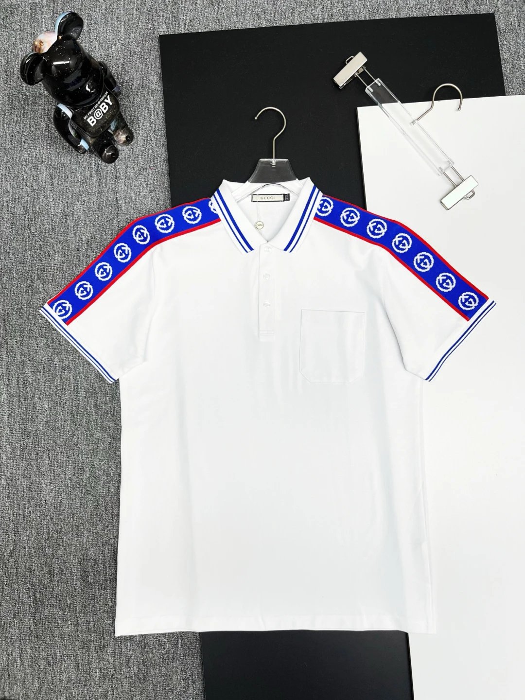 Gucci T-shirt Double Shoulder Brand Webbing logoPOLO Short Sleeve Turn-down Collar Shirt Unisex Summer Loose Fit T Business Commuter Short Sleeve Shirt Plus Size