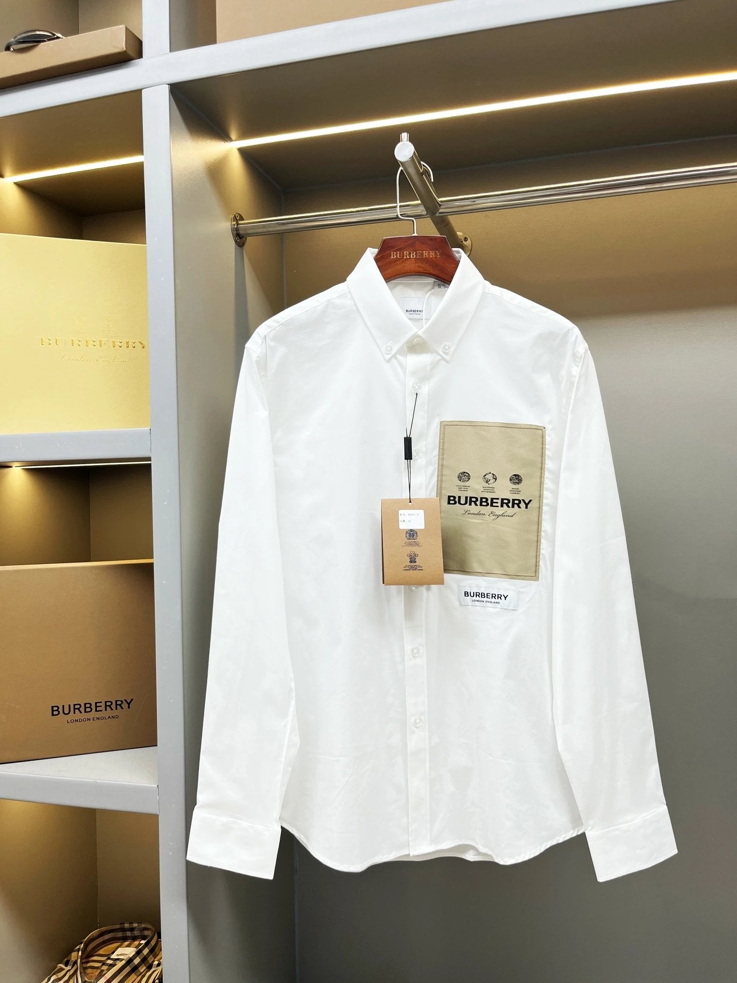 Burberry Shirt Unisex Label Inlay Cotton Long Sleeve Shirt Casual Versatile