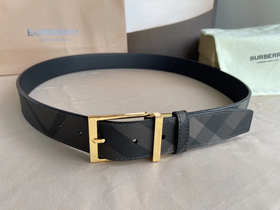 Burberry Belt Top version 【Original Custom】Original New Men's Leather Belt Width3.5cm Double-Sided Imported First Layer Calfskin Full Grain Leather Genuine Goods Quality Original Letter Rotating Buckle Counter Full Set Gift Box Packaging B Home Belt Zegna