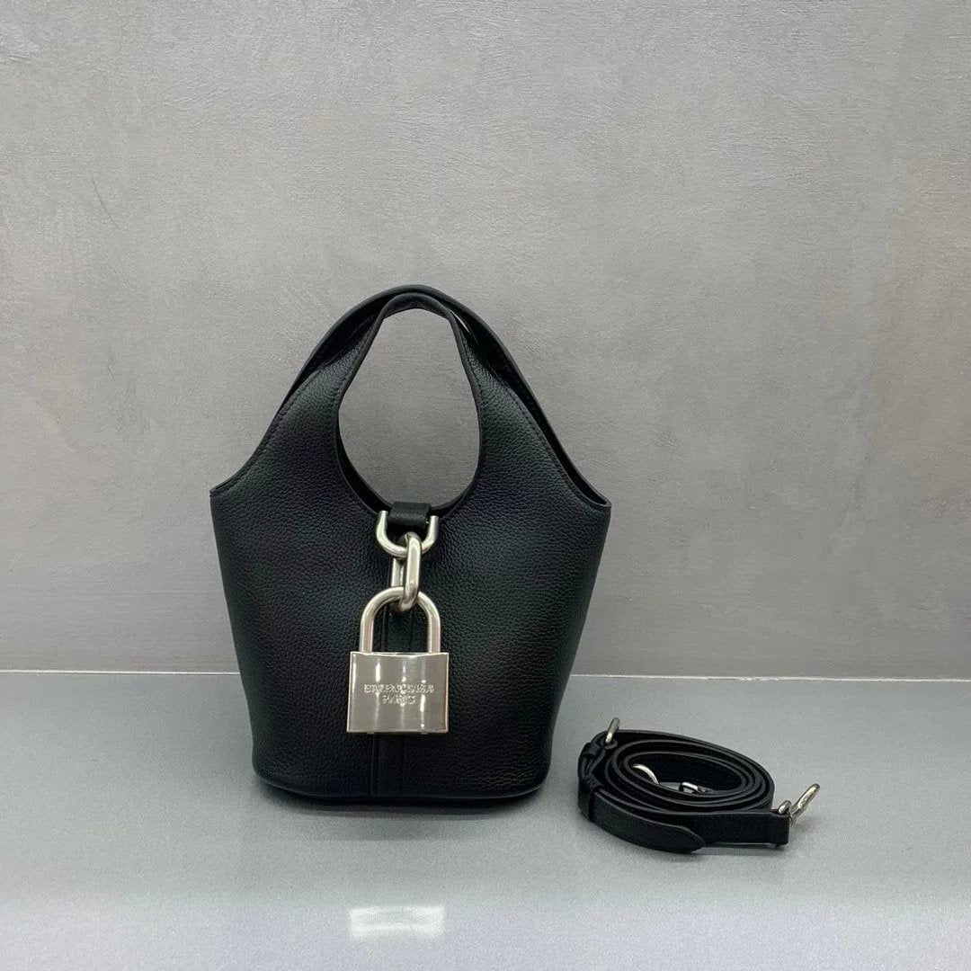 Balenciaga Bag Top version 【Super Original Leather】g Lock Decoration Locker Hobo Bag from g2024In Early Spring Series Locker Hobo Bag Large Size mini Small Handbag Vegetable Basket Bag Tote Bag24New Twist Lock Vegetable Basket Bag