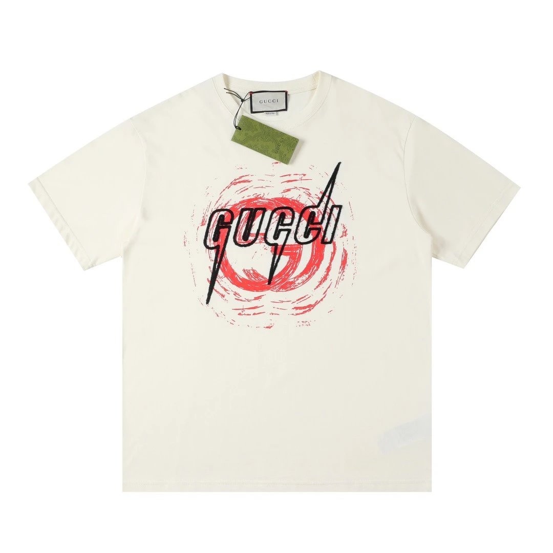 Gucci T-shirt Front Chest Blade Letter Print logo round Neck Short Sleeve25ss New pure cotton T Unisex T-Shirt OS Drop Shoulder Loose Fit Base Shirt Top T-Shirt Short Sleeve