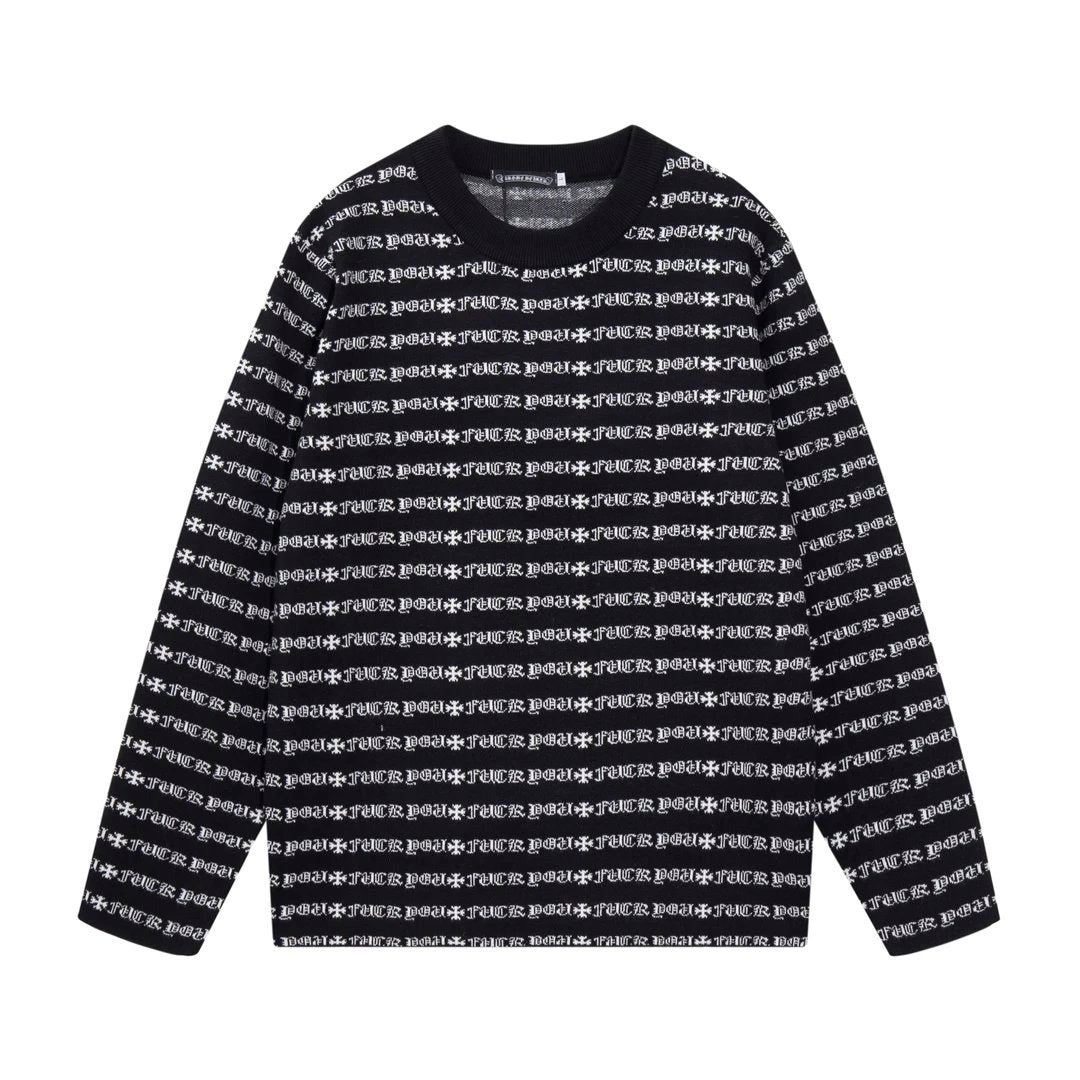 Chrome Hearts Sweater All-over Printed Wool Sweater Casual Loose Pullover Warm Knitwear Unisex Crew Neck Cashmere Sweater os Unisex Style24ss Autumn and Winter New Products