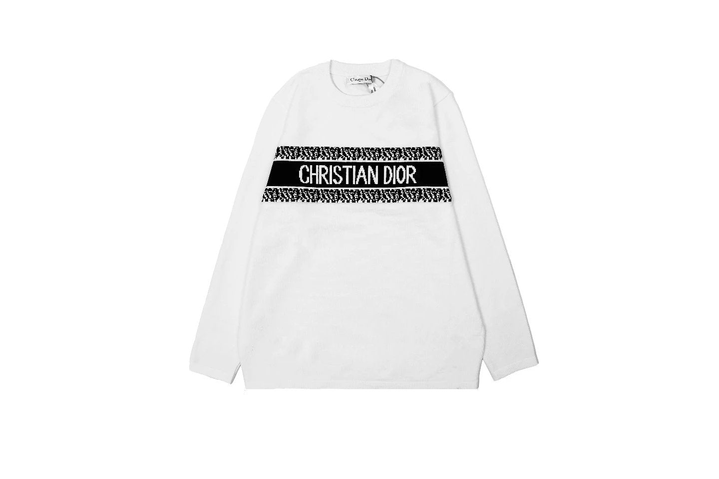 Dior Sweater Classic Jacquard Knitted round Neck Sweater Long Sleeve Pullover Men and Women Same Style Thicken Lazy Style OS Loose Fit Top Versatile Casual Jacket