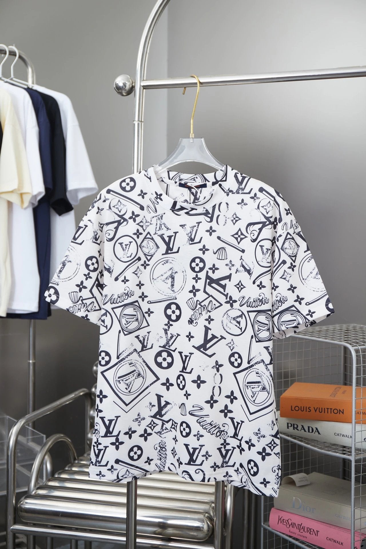 Louis Vuitton LV T-shirt 25SS Early Spring New Classic logo Full Print Round Neck Short Sleeve New Pure Cotton Unisex T T-shirt OS Loose Fit Base Shirt Short Sleeve Top T-Shirt