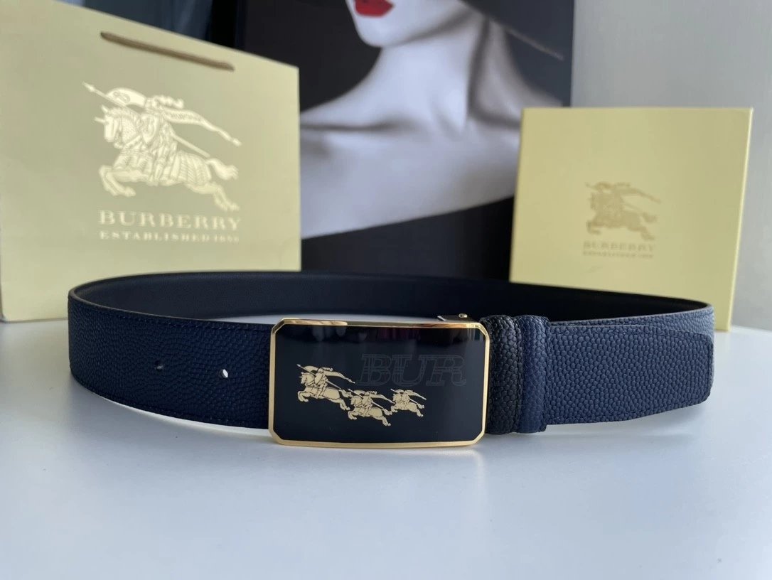 Burberry Belt Top version 【Original Custom】Original New Men's Leather Belt Width3.5cm Double-Sided Imported First Layer Calfskin Full Grain Leather Genuine Goods Quality Original Letter Rotating Buckle Counter Full Set Gift Box Packaging B Home Belt