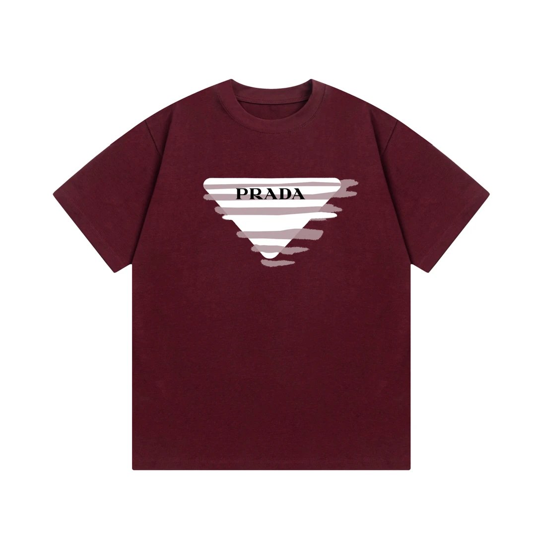 PRADA T-shirt Letter Graffiti Direct Print on Chest Logo Logo Crew Neck Short Sleeve25ss New Pure Cotton Unisex Style T T-shirt OS Loose Fit Base Shirt Top Half Sleeve T-Shirt