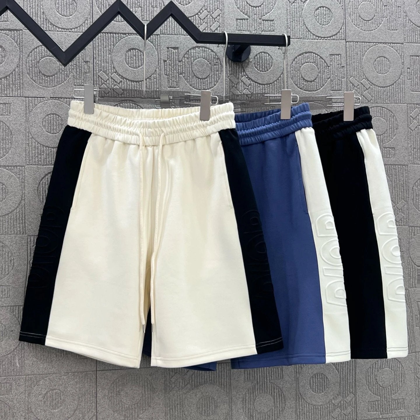 Dior shorts Color-Block Stitching 3D Embossed Letters logo Five-point Shorts25ss New Drawstring Casual5Two-Piece Casual Sweatpants Summer Pants Unisex Pure Cotton Sweatpants