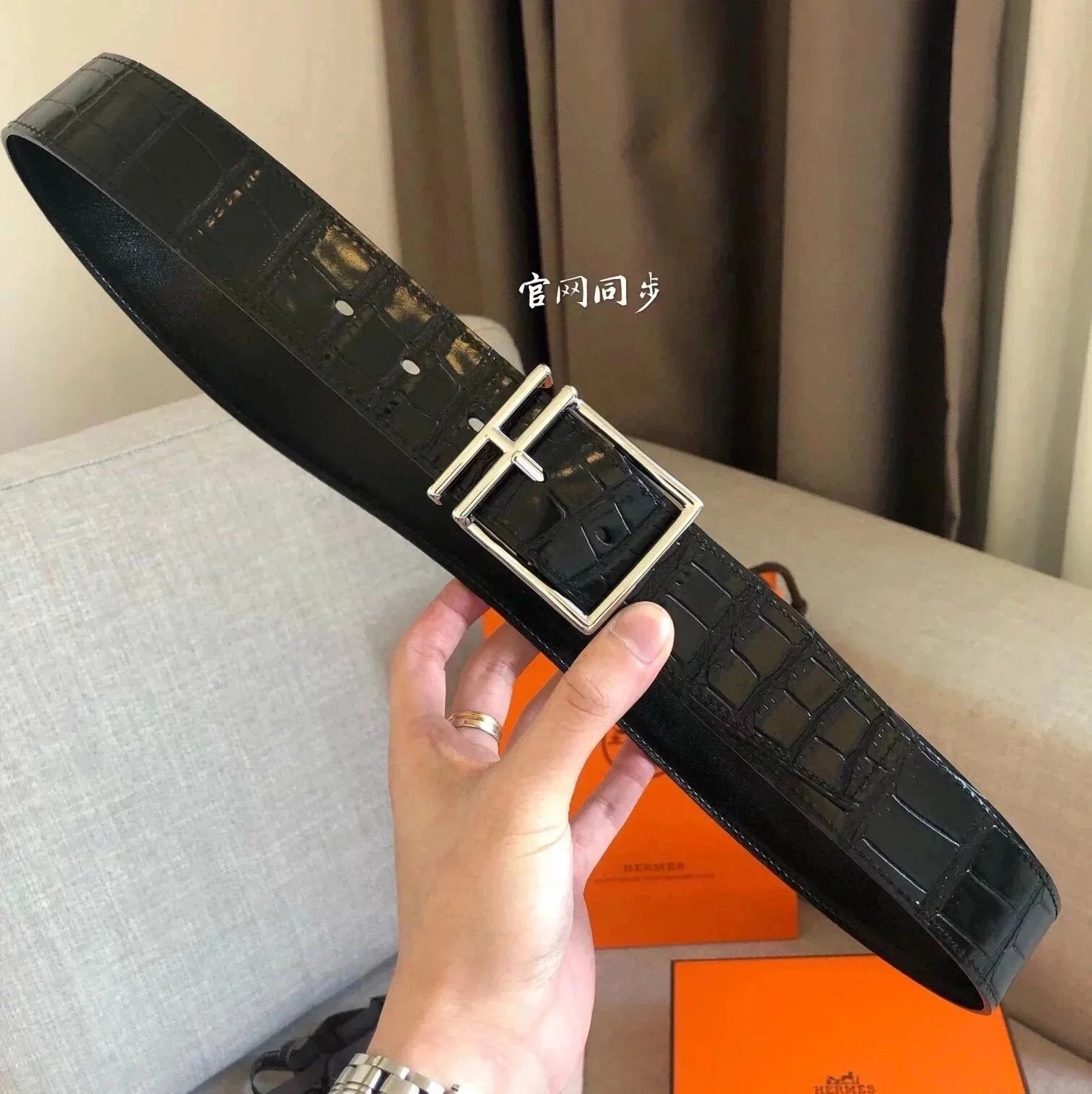 Hermes Belt Top version Belt Male4.0cm Import togo Belt Stainless Steel Hardware Belt Pin Buckle Men's Belt H Belt Loop Business Casual All-Match H Buckle Belt