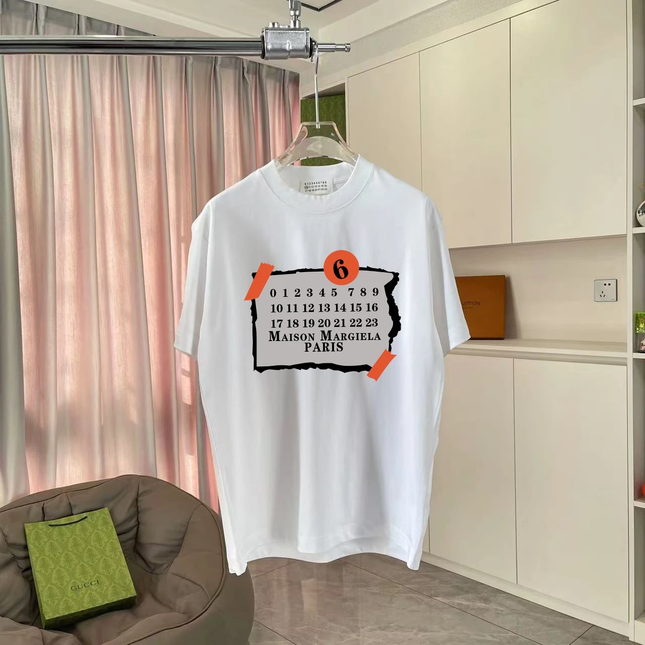 Maison Margiela T-shirt Chest Number and Letter Print logo round Neck Short Sleeve25ss New Pure Cotton Unisex Style T T-shirt OS Loose Fit Base Shirt Half Sleeve T-Shirt Top Half Sleeve
