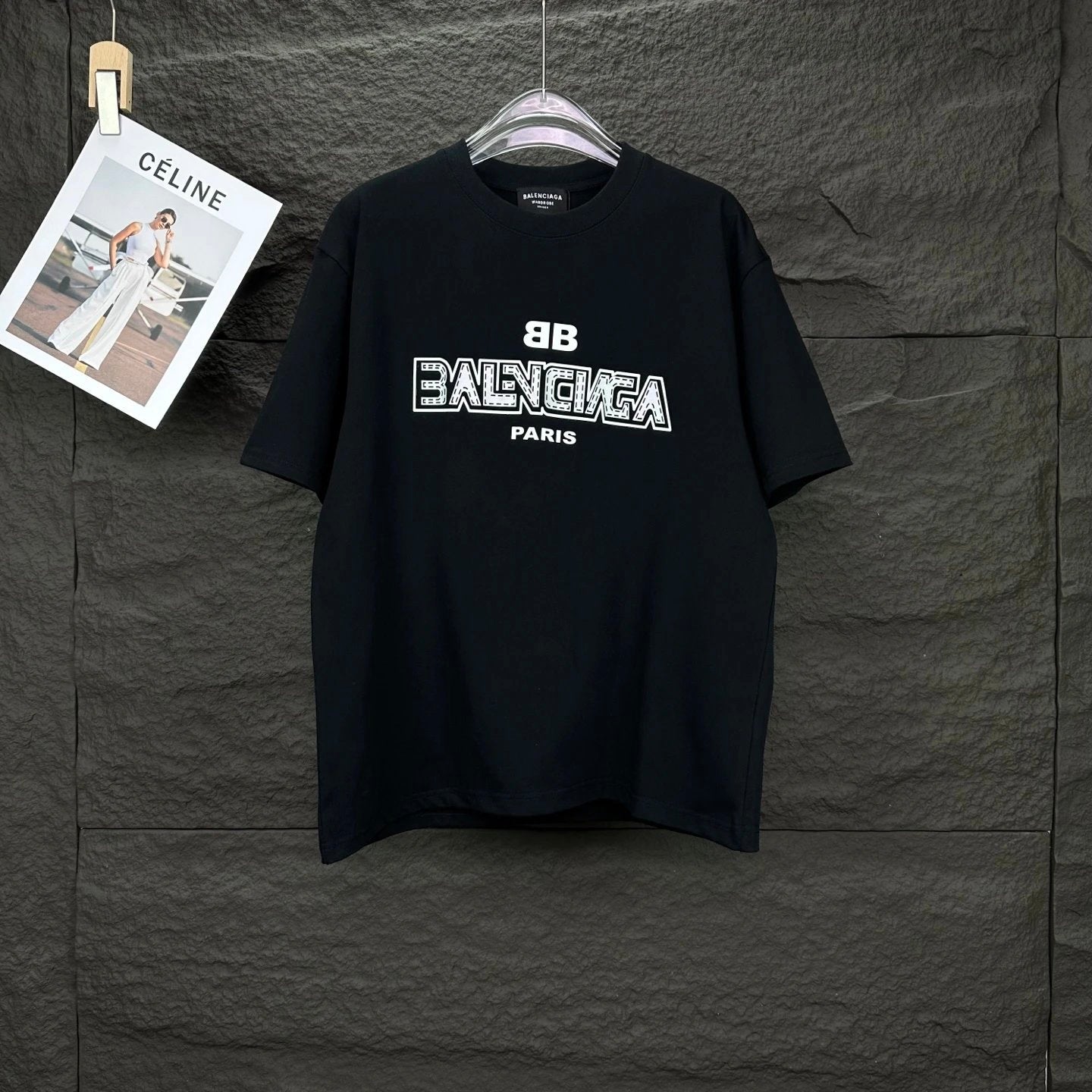 Balenciaga T-shirt Front Chest Embossed Letter Print logo round Neck Short Sleeve25ss New pure cotton T Unisex T-Shirt OS Drop Shoulder Loose Fit Base Shirt Top T-Shirt Short Sleeve