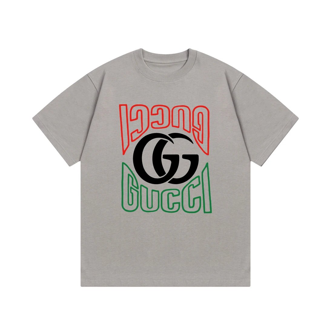 Gucci T-shirt Color Matching Double G Letter Direct Print logo round Neck Short Sleeve25ss New pure cotton T Unisex T-Shirt OS Loose Fit Base Shirt Top Half Sleeve T-Shirt