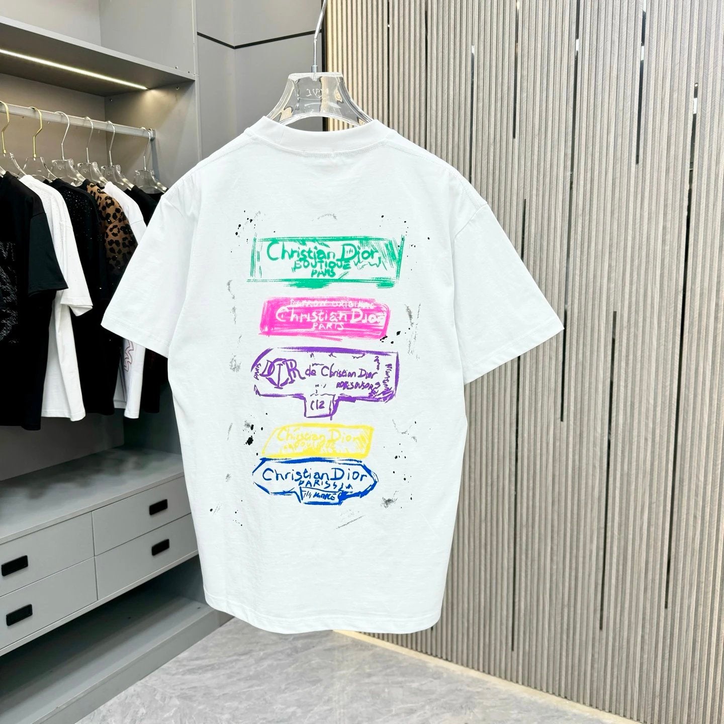 Dior T-shirt Back Hand-Painted Art Craft logo round Neck Short Sleeve25ss New pure cotton T Unisex T-Shirt OS Loose Fit Base Shirt Top Half Sleeve T-Shirt