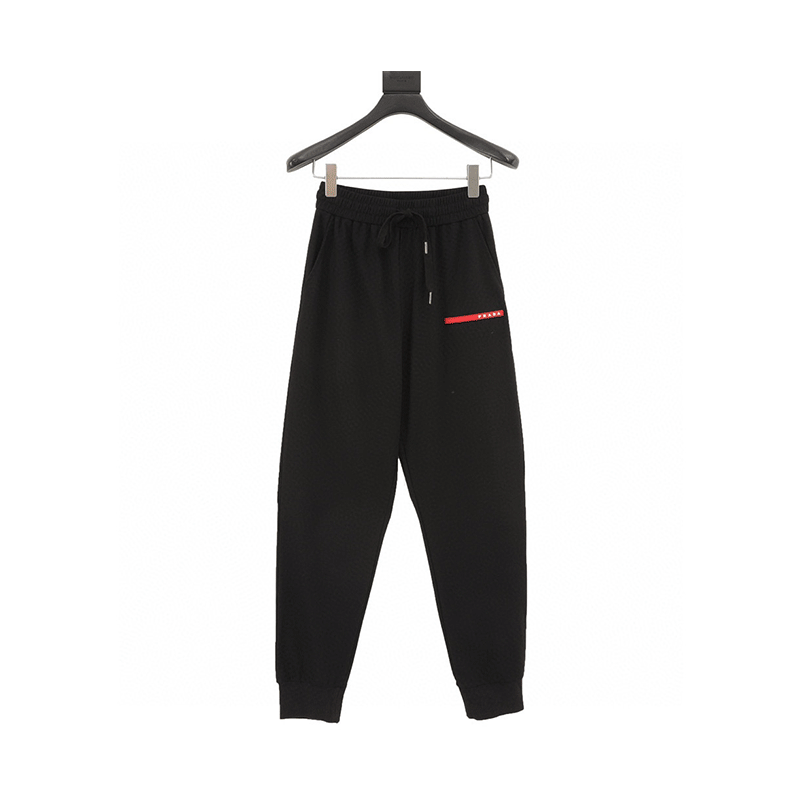 PRADA Sweatpants Red Trim Triangle Bihuafu Thin Trousers for Men and Women
