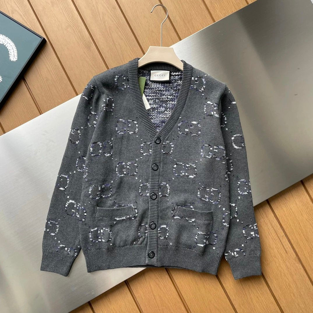Gucci Sweater New Decoration GG Mosaic Wool Cardigan for Men and Women Same Style Outerwear Top Long Sleeve Soft Glutinous Idle Style OS Loose Fit Thickened Jacket for Versatile Casual Wear