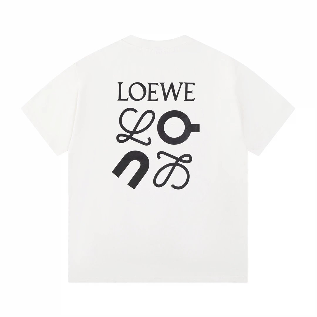 LOEWE T-shirt Onrun ON Collaboration Back Print logo round Neck Short Sleeve25ss New Pure Cotton Unisex Style T Casual T-Shirt Base Layer Shirt OS Loose Fit Half Sleeve Top Plus Size