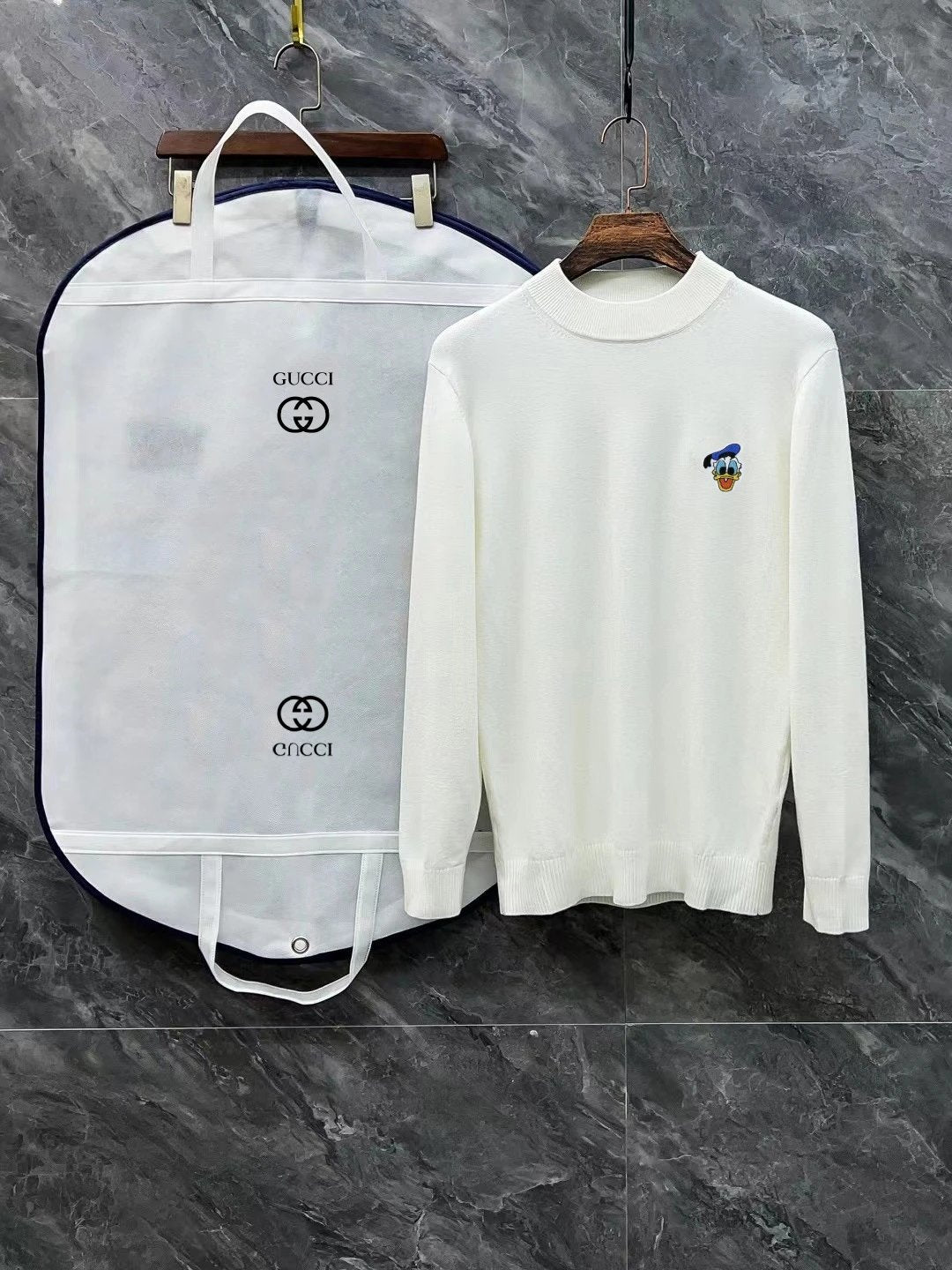 Gucci Sweater Cartoon Duck Logo LOGO 3D Half Turtleneck Sweater Long Sleeve Thickened Lazy Style OS Loose Fit Unisex Knit Top Jacket Versatile Casual Wearable Inside and Outside