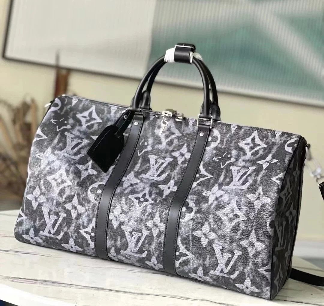 Louis Vuitton LV Travel Bag Top version 【Support Counter Comparison】M57278Printed Travel Bag KEEPALBANDOULIè50Travel Bag Portable Luggage Bag Shoulder Bag