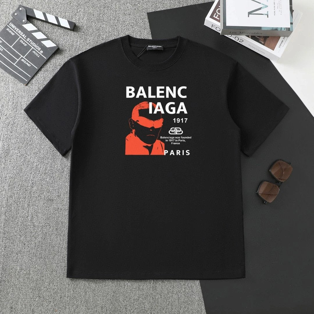 Balenciaga T-shirt Chest Brand Print logo round Neck Short Sleeve25ss New pure cotton T Unisex T-Shirt OS Drop Shoulder Loose Fit Base Shirt Top T-Shirt Short Sleeve