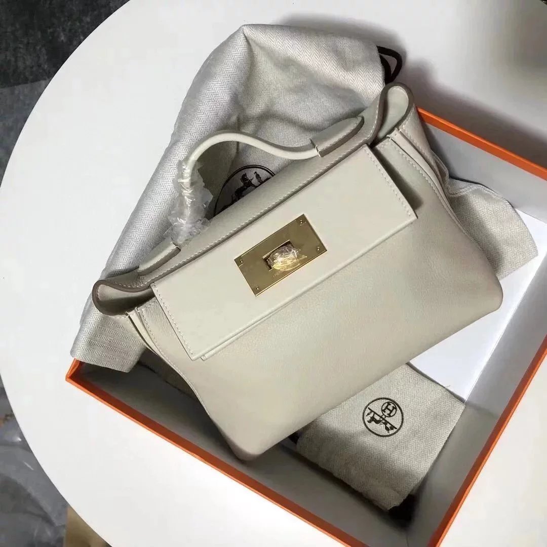 Hermes women's bag Top version Positive pin Quality KellyMini2424mini2424Wax Line Handmade evercolor Leather fabric Swift Small Leather Satchel21cm Women's Shoulder Bag