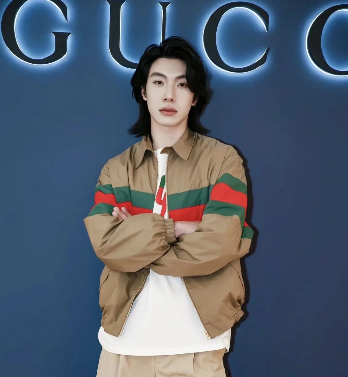 Gucci Jackets 24FW Red and Green Patchwork Khaki Jacket Coat Unisex