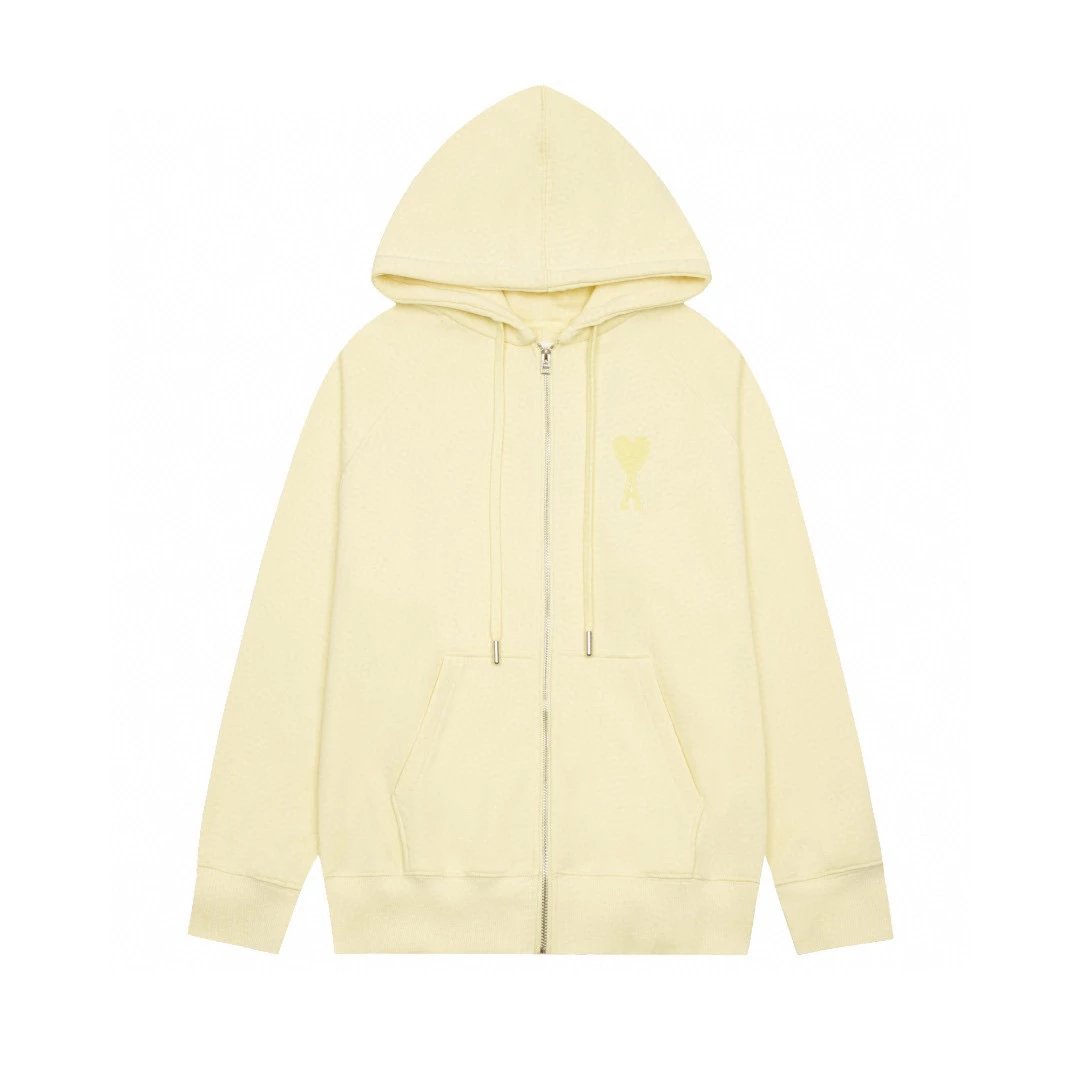 Ami Hoodie Top Version Autumn and Winter Embroidery Love Hooded Cardigan Loose-Fitting Casual Pullover for Men and Women