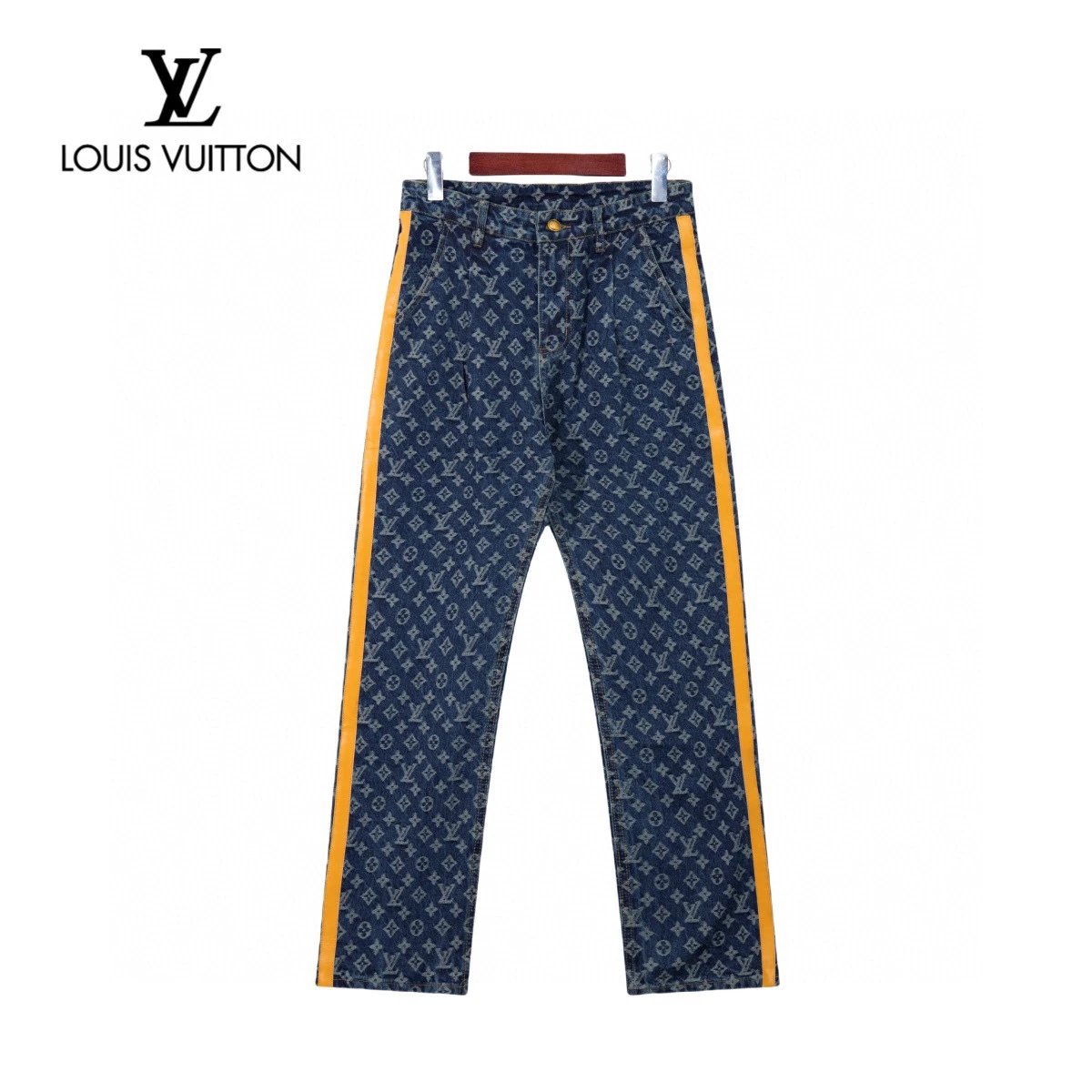 Louis Vuitton LV Jeans Printed with Old Flowers logo25ss Spring Summer New Straight Loose Jeans Unisex Slim Fit Long Pants